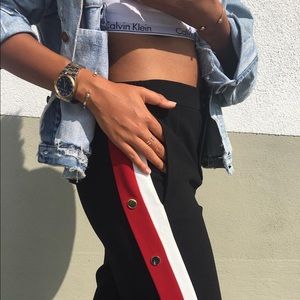 Pj style trousers with side buttons